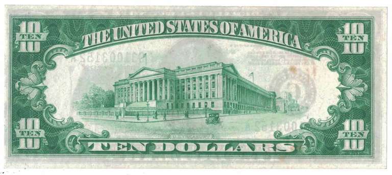 1928-B $10 Ten Dollar Green Seal Hamilton Bank Note US Bill