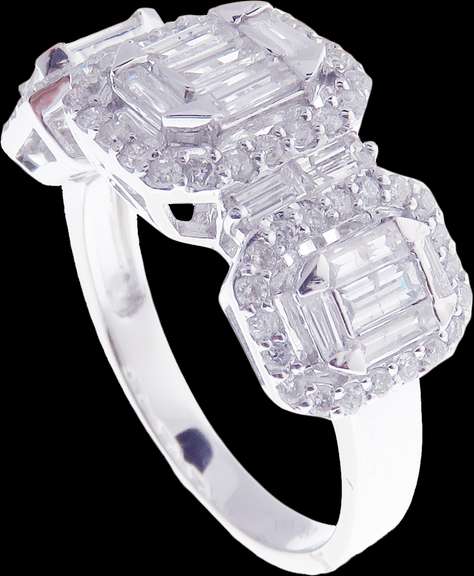 Trinity Cluster Diamond 18k White Gold Ring