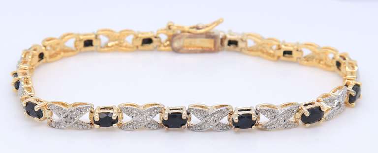 Sterling Silver Gemstone and Cubic Zirconia Tennis Bracelet