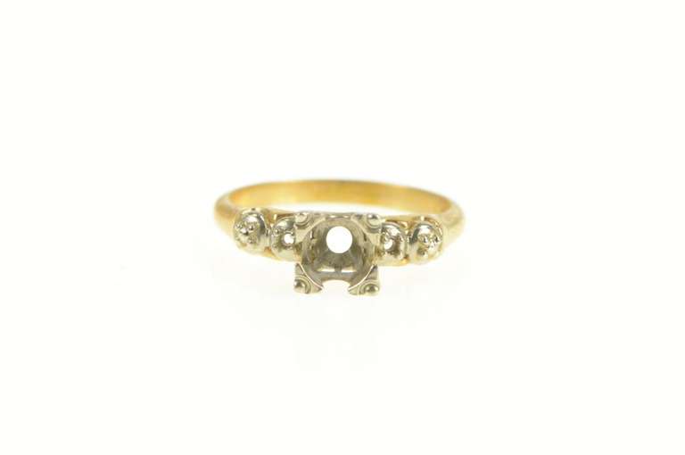 14K Yellow Gold Vintage NOS 1950's 4.9mm Engagement Setting Ring