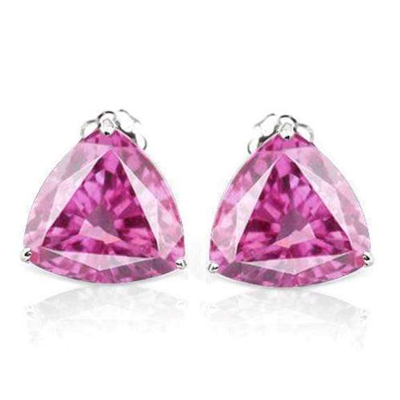 2.00 CT CREATED PINK SAPPHIRE 10KT GOLD EARRINGS STUD