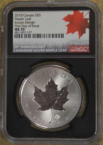 2018 Canada $5 Maple Leaf First Day Of Issue NGC MS70