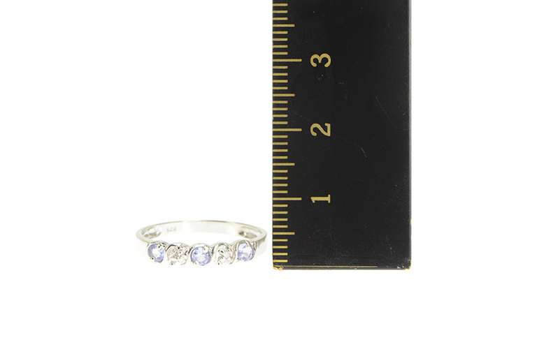 14K White Gold Tanzanite Diamond Accent Classic Wedding Band Ring