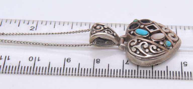 Vintage Sterling Silver Heart Shaped Pendant on Chain Necklace