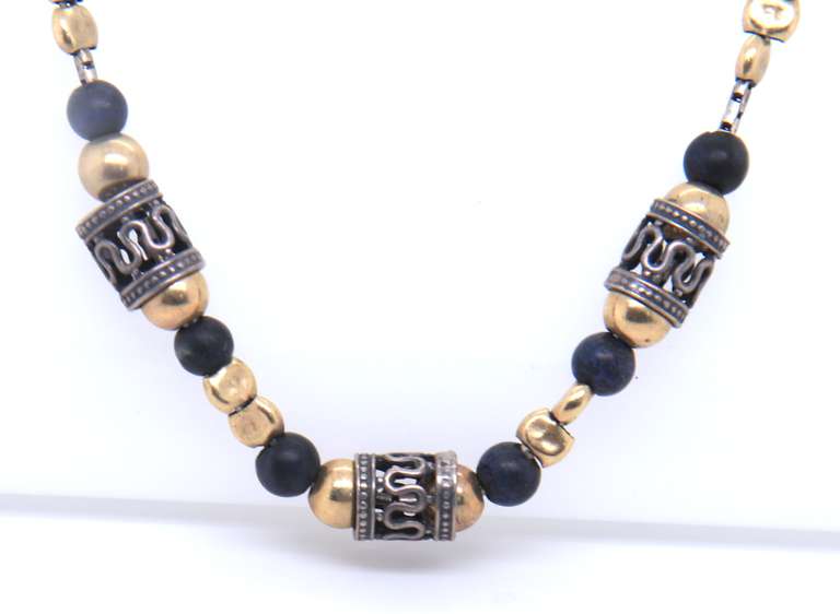 Vintage Sterling Silver Beads Necklace