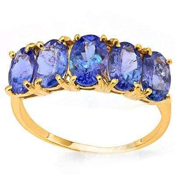 PERFECT 2.20 CT GENUINE TANZANITE 10K SOLID YELLOW GOLD RING