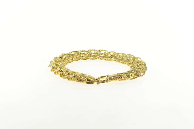 Sterling Silver Woven Textured Elaborate Chain Retro Charm Bracelet