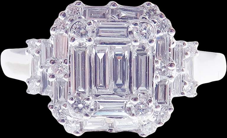 Imposing Diamond Cluster 18k White Gold Ring