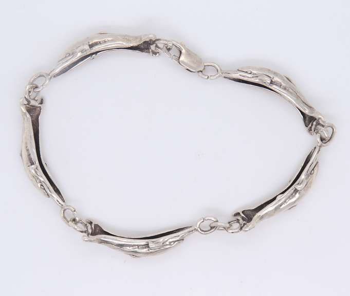 Vintage Sterling Silver Dolphin Link Bracelet