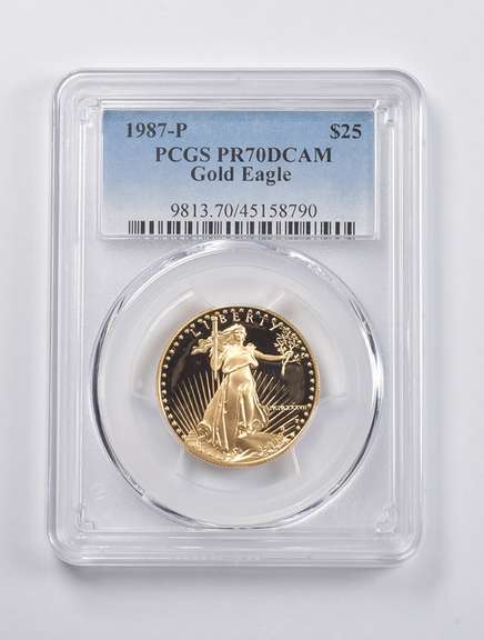 PR70 DCAM 1987-P $25 American Gold Eagle 1/2 Oz. .999 Fine Gold PCGS