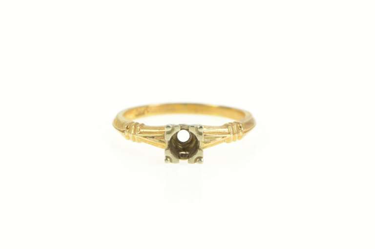 14K Yellow Gold 3.75mm Engagement Setting Vintage NOS 1950's Ring