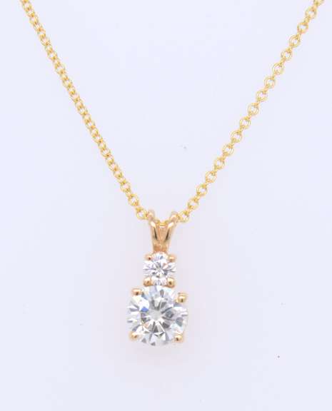 Dazzling Yellow Gold Moissanite Stone Diamond Pendant on Chain