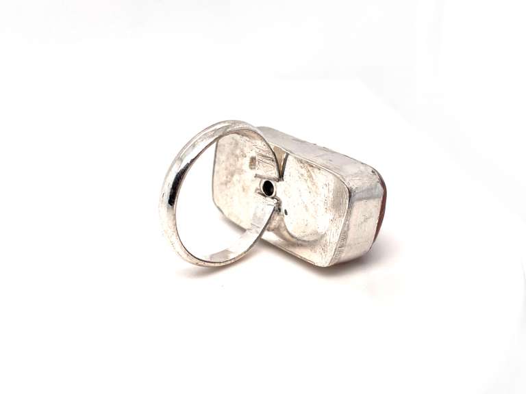 Statement Piece Red Carnelian Tibetan Silver Ring