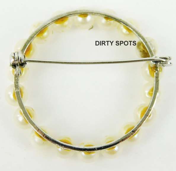 Vintage Sterling Cultured Pearls Circle Pin