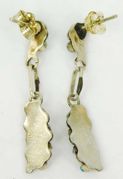Early Native American Sterling Turquoise Earrings