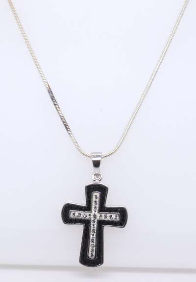 Vintage Sterling Silver Cubic Zirconia Pendant on Chain