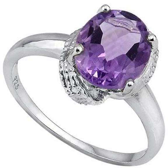 2.48 CT AMETHYST & DIAMOND 925 STERLING SILVER RING