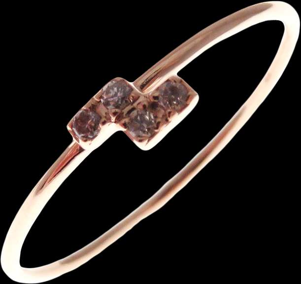 Sliding Double Pair Diamond 18k Rose Gold Ring