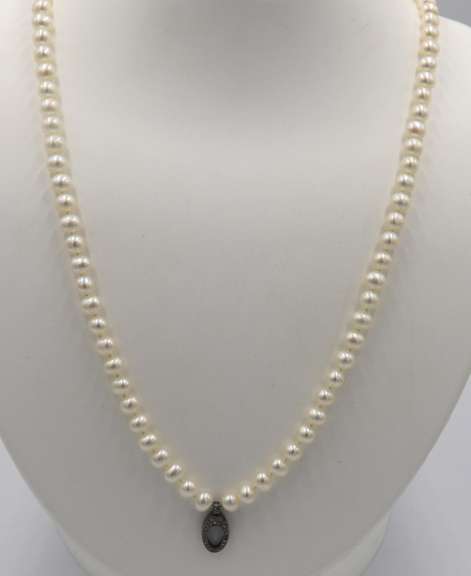 Elegant Silver Fresh Water Pearl Strand Necklace