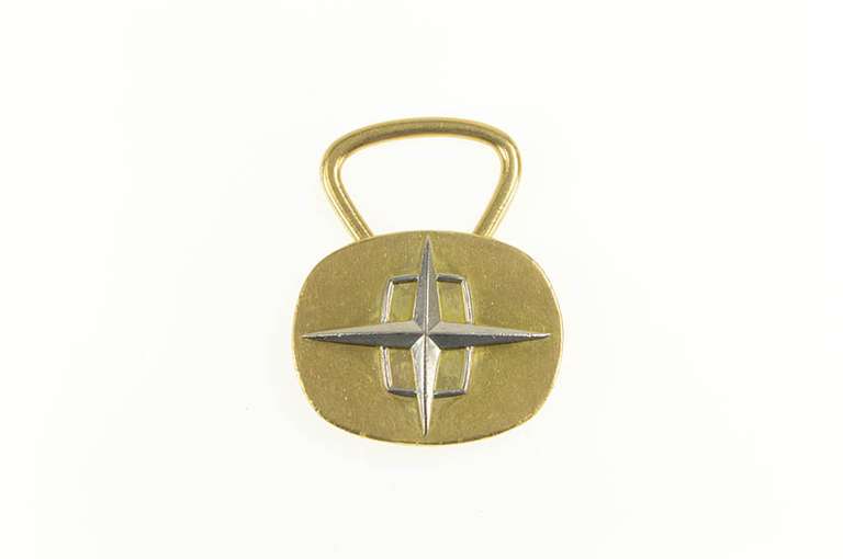 18K Yellow Gold Bulgari Two Tone North Star Symbol Key Ring