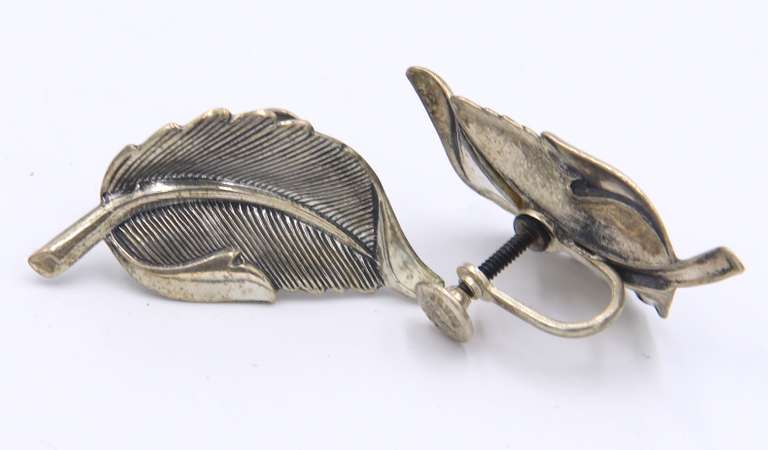 Lot of 2 Leaf Earrings and Brooch