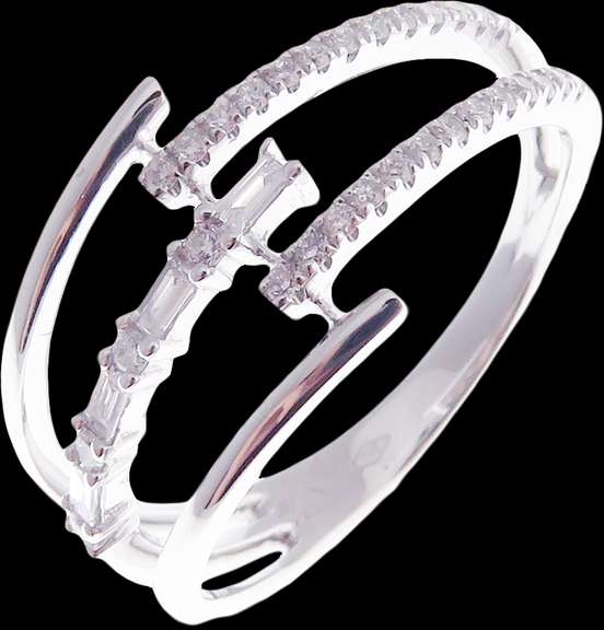 Elegant Contemporary 18k White Gold Diamond Ring