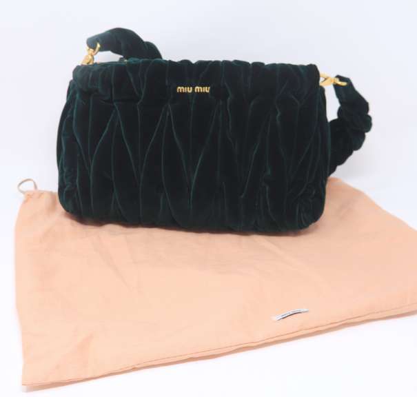 Miu Miu Emerald Green Suede Handbag