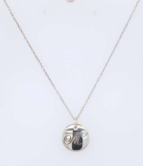 Tiffany & Co Heart M Alphabet Pendant on Chain