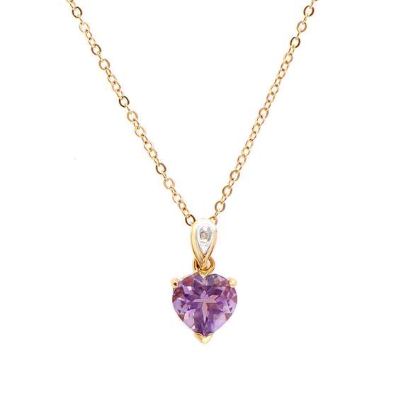 Plated 18KT Yellow Gold 2.12cts Amethyst and Diamond Necklace
