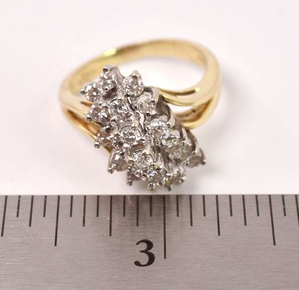 Wonderful Waterfall Diamond Ring in 14K Yellow Gold
