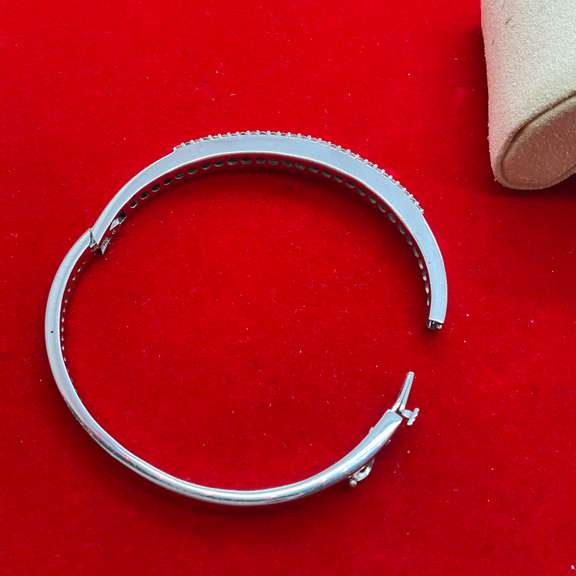 CERTIFIED 14K WHITE GOLD DIAMOND BANGLE- 2.50+ Carats!