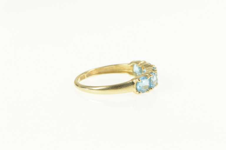 14K Yellow Gold Five Stone Blue Topaz Retro Statement Ring