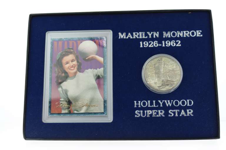 Two editions of Marilyn Manroe Silver Coin with Photograph