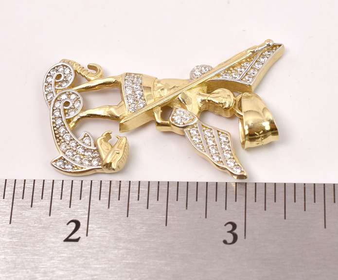 Dazzling CZ Archangel Pendant in 14K Yellow Gold