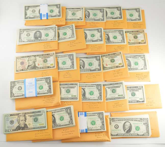 Lot - $3580 Face Value Various U.S. Currency - Mostly Consecutive