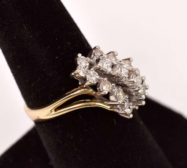 Wonderful Waterfall Diamond Ring in 14K Yellow Gold