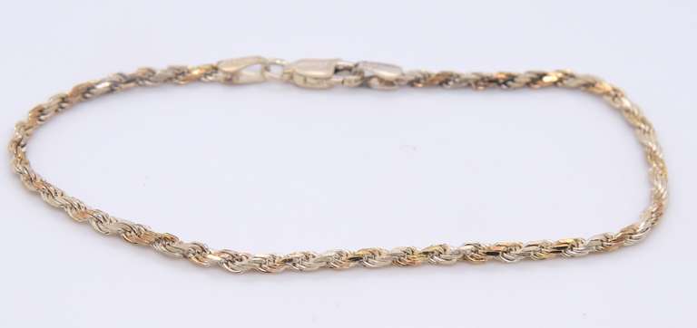 Set of Italian Vintage Sterling Silver Rope Necklace and Matching Bracelet