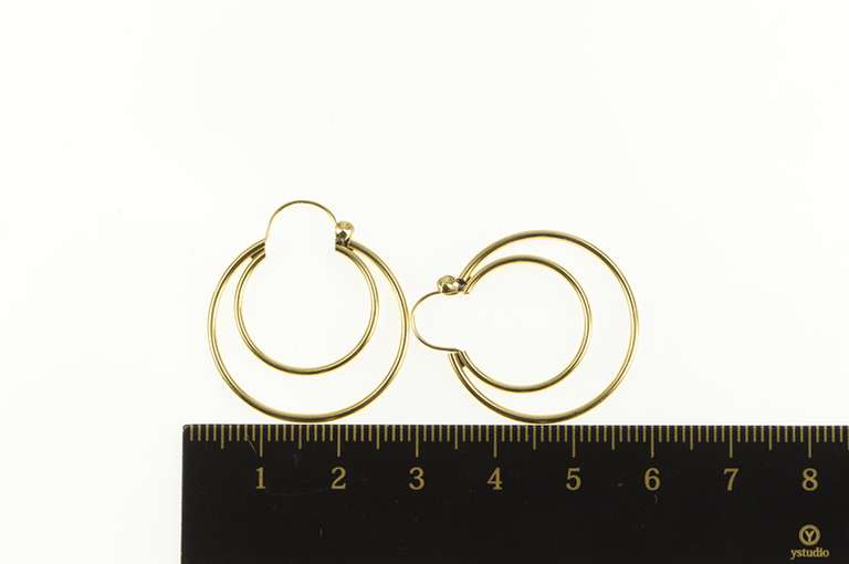 14K Yellow Gold Two Tone 29.0mm Layered Round Hoop Earrings
