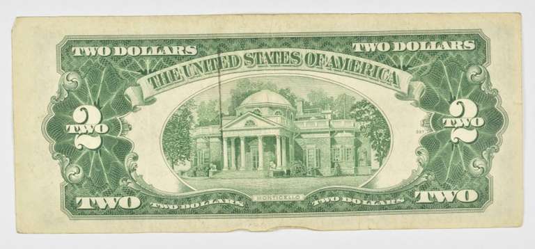 1953 $2 United States Legal Tender Note - Red Seal Offset Error