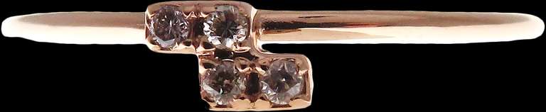 Sliding Double Pair Diamond 18k Rose Gold Ring