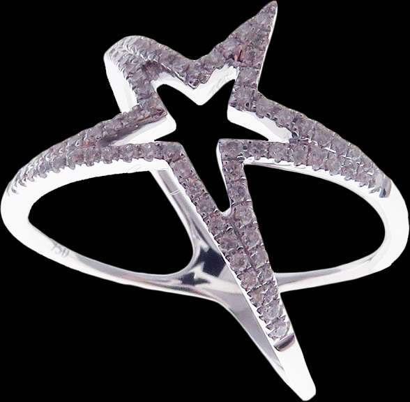Amazing Diamond Studded 18k White Gold Star Ring
