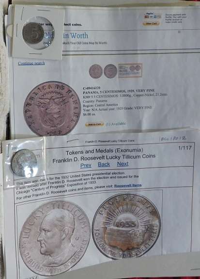 1929 Panama 5 ct & 1933 Roos Token