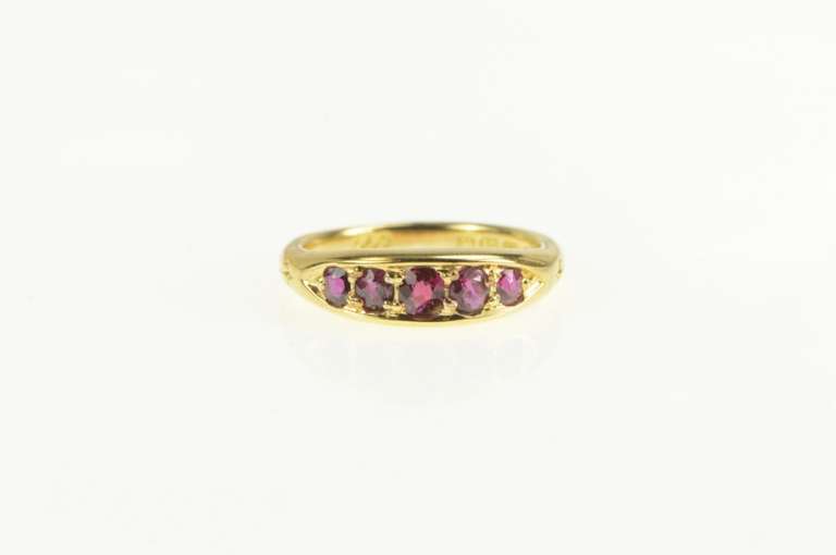 18K Yellow Gold Victorian Handmade Natural Ruby Graduated Ring