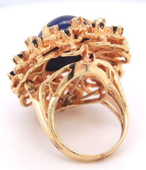 LADIES 18K DIAMOND , SAPPHIRE AND BLUE LAPIS RING / BROOCH