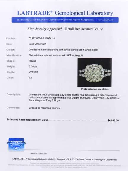 Dazzling White Gold Diamond Cluster Halo Ring