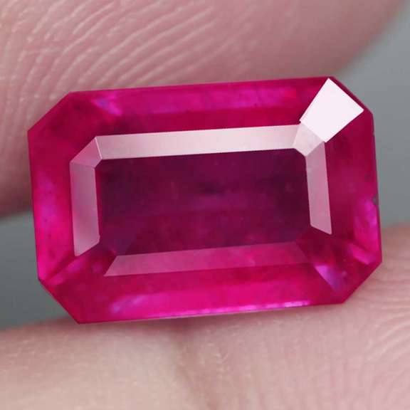 Blood red 3.94ct emerald cut Ruby