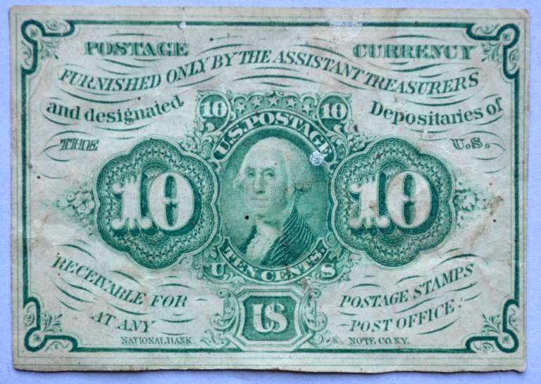 First Series 10 Cent Green Fractional Currency Note