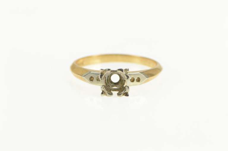 14K Yellow Gold Vintage NOS 1950's 4.5mm Engagement Setting Ring