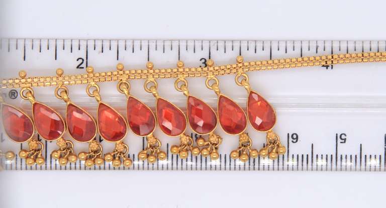 Incredible 22kt Yellow Gold Pear Shaped Orange Color Stones Set in Bezel Set Necklace