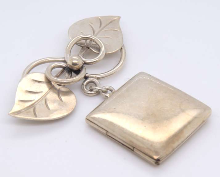 Vintage Sterling Silver Signed Locket Pin Brooch